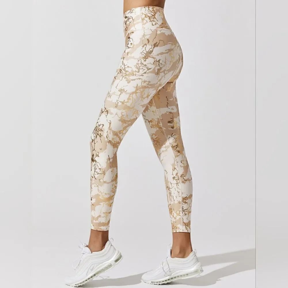 Carbon38 Marble Shine 7/8 Leggings Sz M NWT